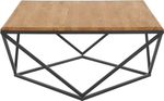 Стол журнальный 100х100х45, Детлиф, с металлическим подстольем, в стиле лофт, массив дуба, Dipriz