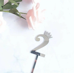 Топпер акриловый «Цифра 2» (6,2 см, серебряный)