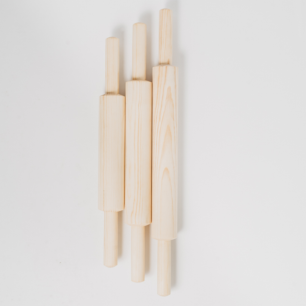 Набор деревянных скалок из древесины сибирского кедра 3шт. диаметром 4.5 см. RPN2