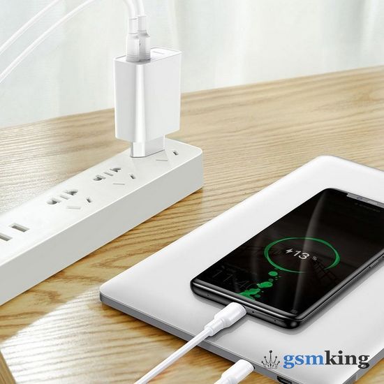 Baseus Speed PPS Quick Charger C+U 30W (With 1M C to C Cable) EU White TZCAFS-A02