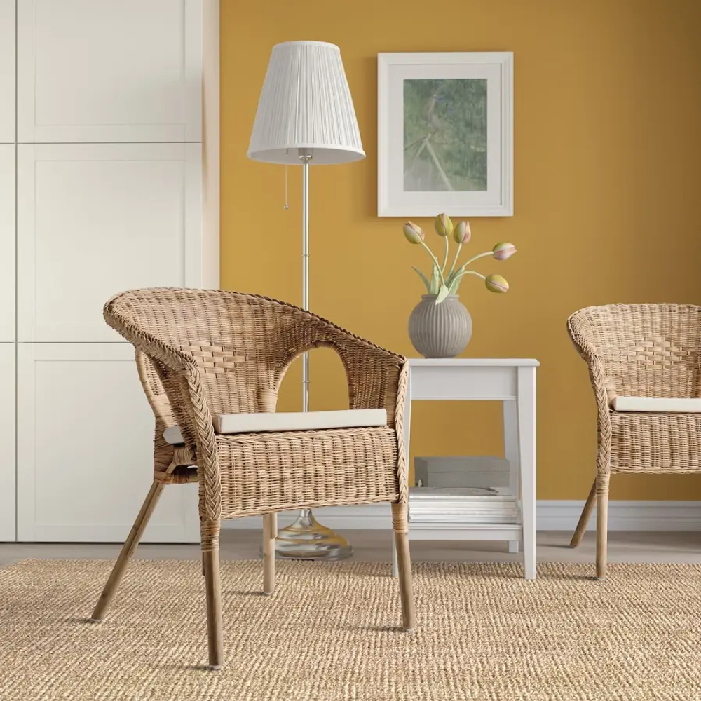 Кресло с подушкой-сиденьем - IKEA AGEN, 79х58 см, бежевый, АГЕН ИКЕА