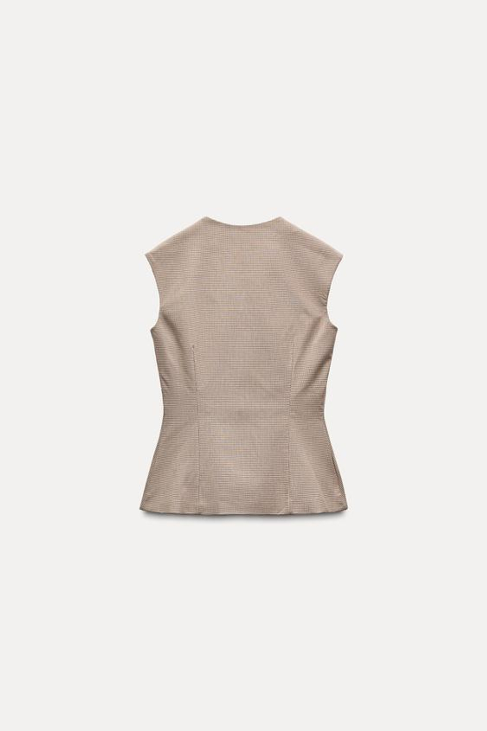 ZARA ТОП В КЛЕТКУ С ПУГОВИЦАМИ, ОТТЕНОК КОРИЧНЕВОГО