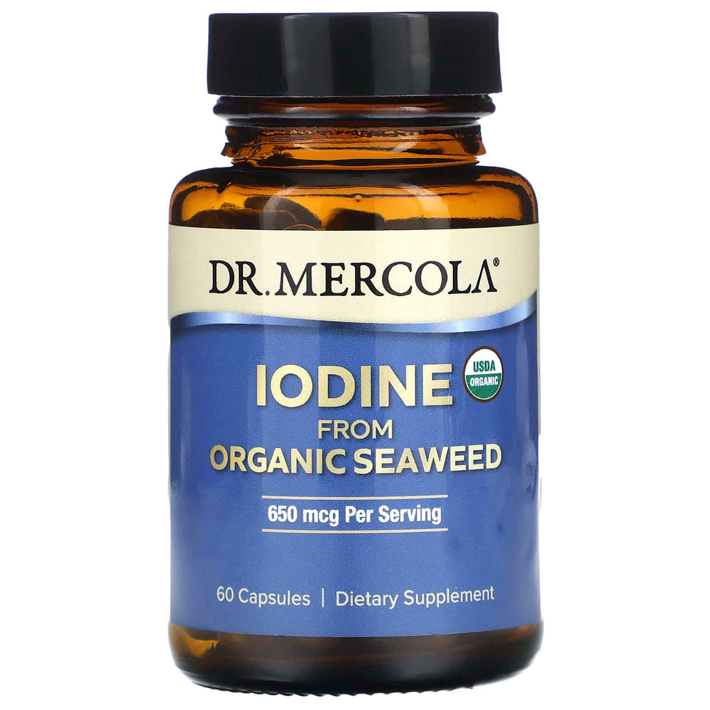 Dr. Mercola, йод из органических морских водорослей, 60 капсул (325 мкг в 1 капсуле)
