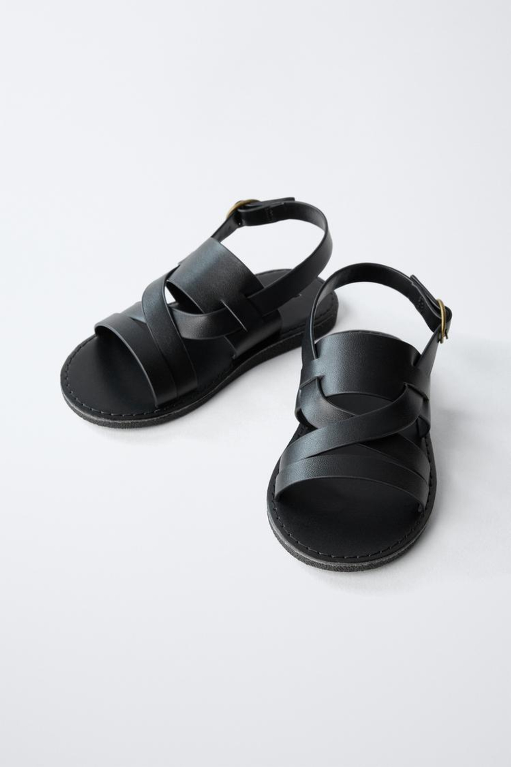 ZARA БОСОНОЖКИ С РЕМЕШКАМИ, ЧЕРНЫЙ