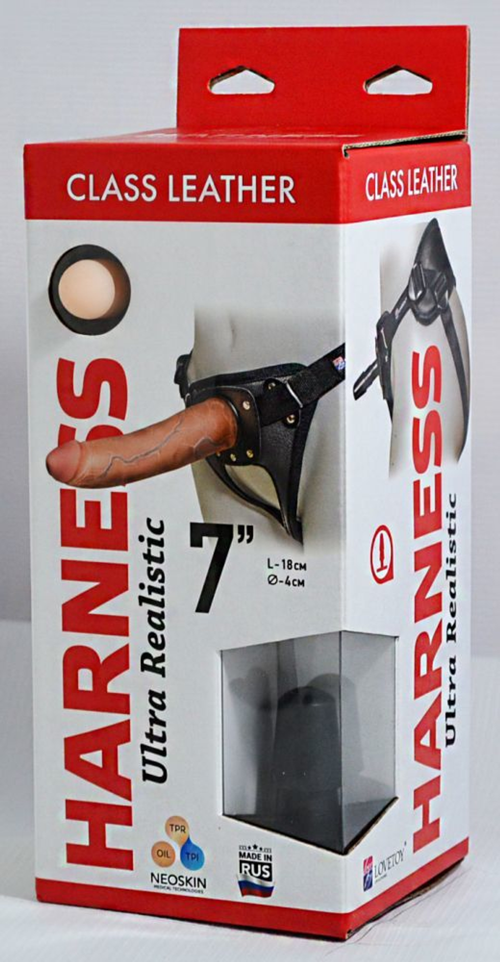 Насадка-фаллоимитатор на кожаных трусиках Harness Ultra Realistic 7" - 18 см.