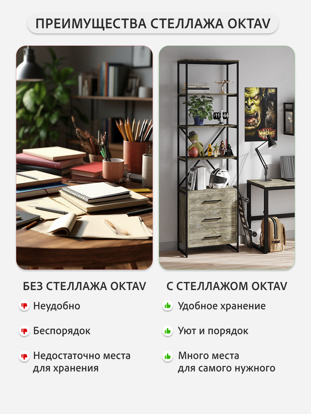 Стеллаж металлический с ящиками лофт OKTAV