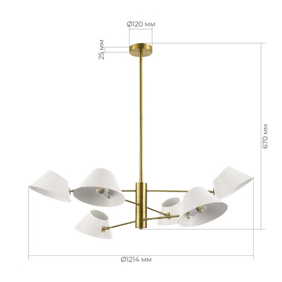 SLE1253-353-06 Светильник подвесной Латунь/Белый E14 6*60W NORBI