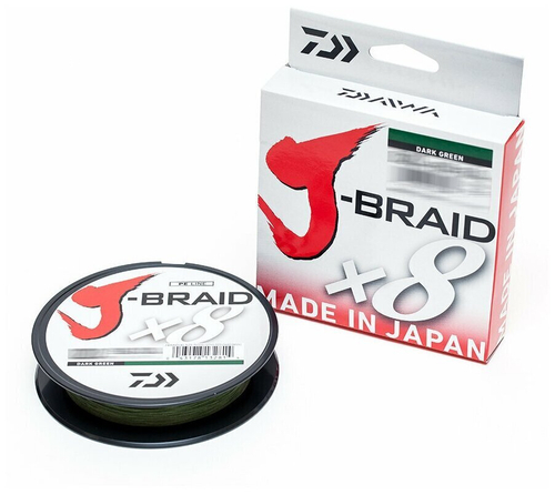 Плетеный шнур Daiwa J-Braid X8 Dark Green 0,18мм 26,5lb 150м