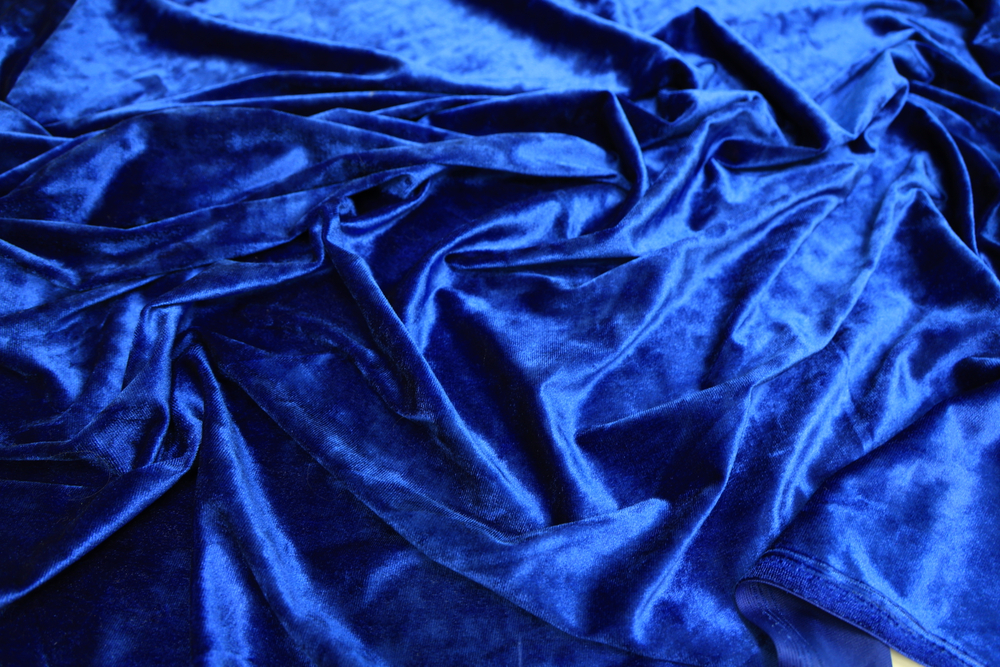 Бархат стрейч синий