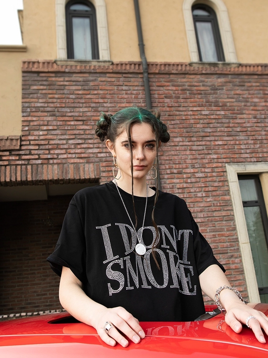 Футболка DONSMOKE "Rhinestone Logo" Oversized Tee