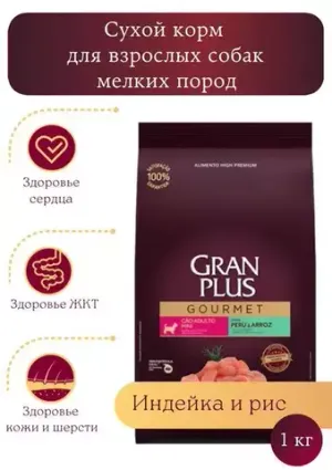 GRANPLUS DOG сухой корм для взрослых собак мелких пород индейка и рис