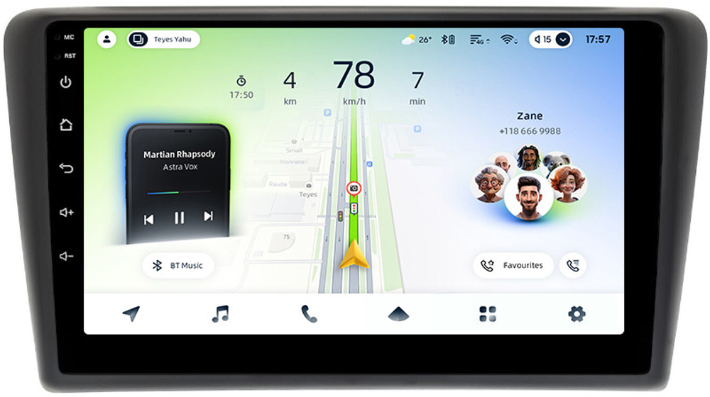 Магнитола для Skoda Rapid 1 2012-2020 (рамка тип 1) - Teyes CC4L монитор 9" IPS на Android 14, Snapdragon 662, CarPlay, 4G SIM-слот