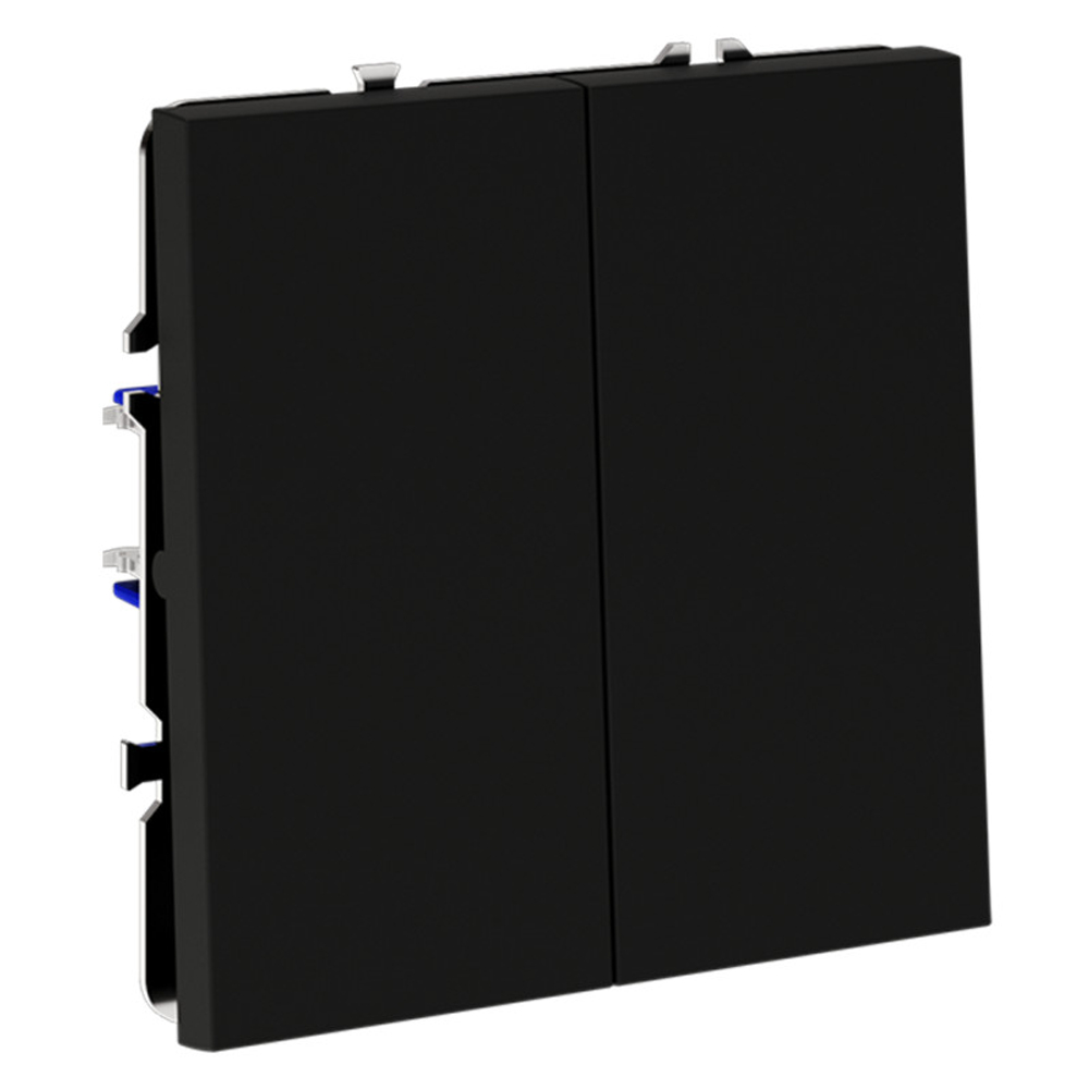 Проходной переключатель встраиваемый VOLTUM S70 двухклавишный 10А, (черный матовый)