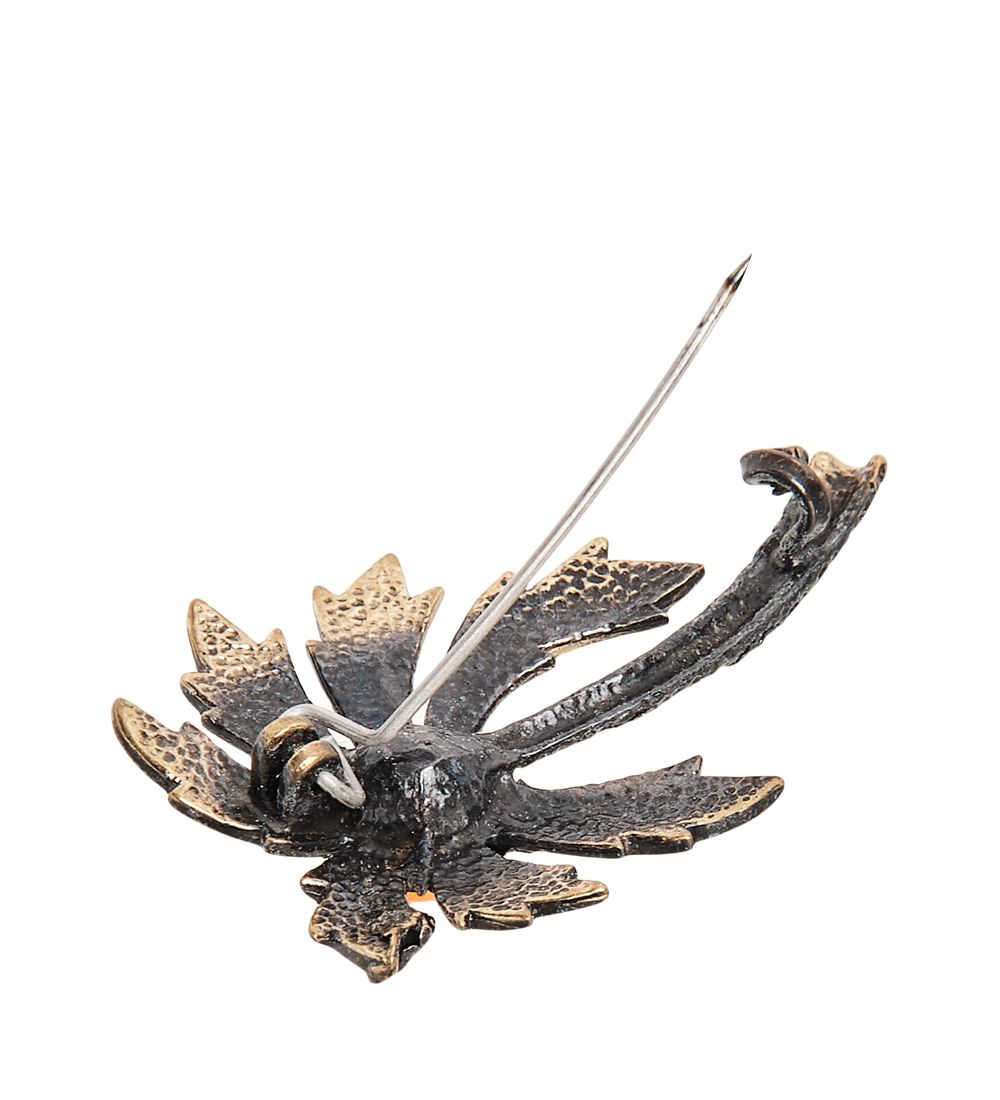 AM-2375 Брошь «Пальма» (латунь, янтарь)