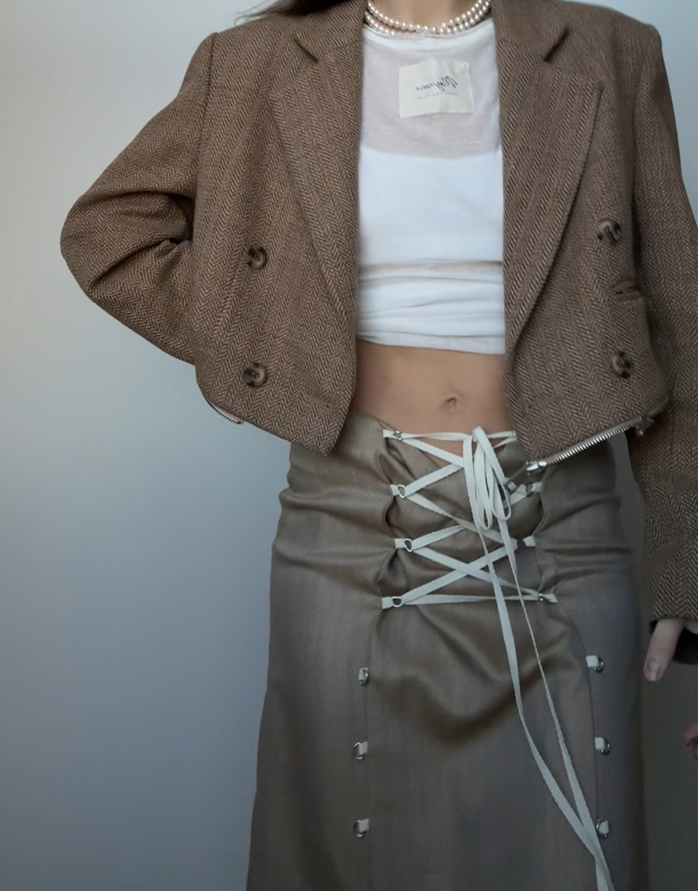 Юбка на шнуровке из шерсти