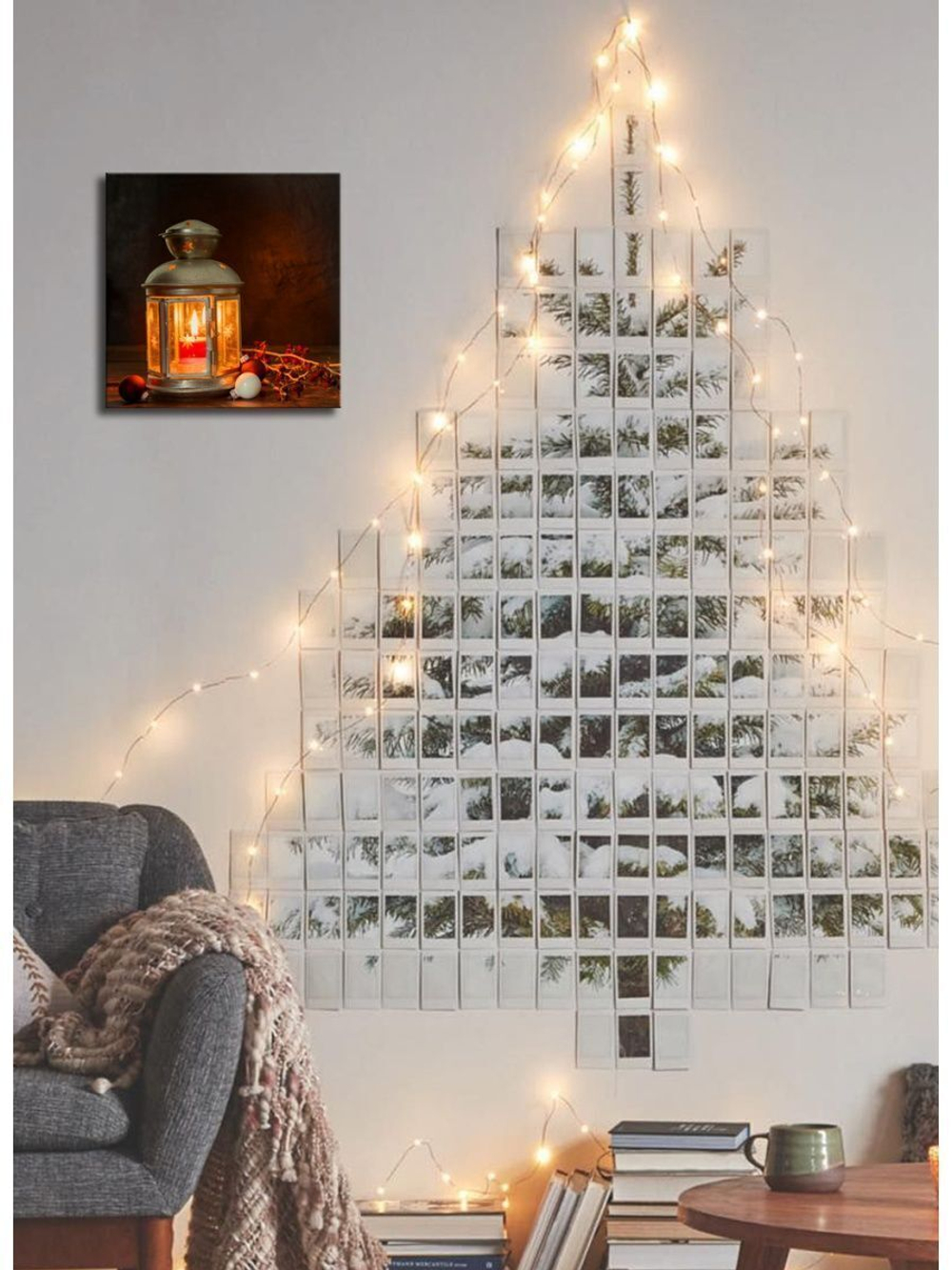 Картина на стекле, Подарок на Новый год, Картина на стену Волшебный фонарь, 28х28см Декор для дома, подарок