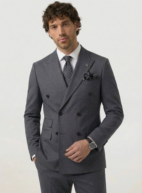 Мужской костюм двубортный (серый) А71