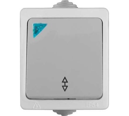 Выключатель одноклавишный с подсветкой "UNIVersal" серия "Аллегро", IP-54, о/у, 10А, 220В, белый (ев