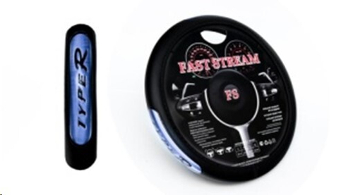 Оплетка руля размер XL 41-42 см синий, винил (FAST STREAM)