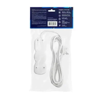 Сетевой фильтр с предохранителем 5м 2 розетки СТАРТ удлинитель бытовой с заземлением, защита от скачков напряжения