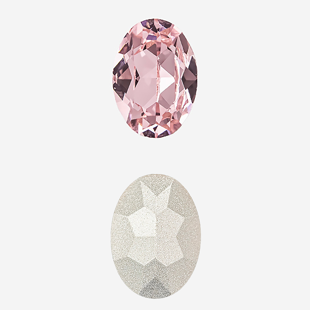 Кристалл Овал (Oval Fancy Stone), оттенок "Розовый"/"Rose", 14*10мм