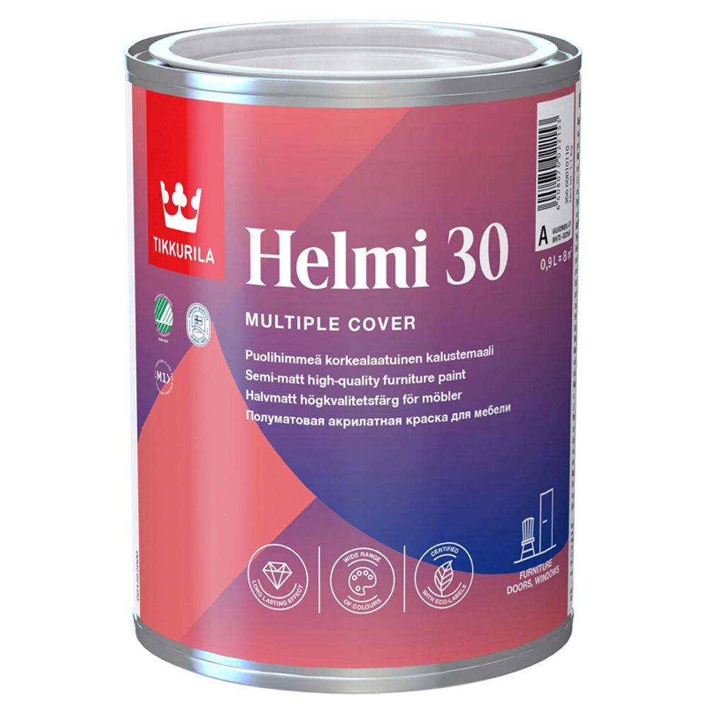 Краска для мебели акрилатная Tikkurila HELMI 30 База А (0,9л)