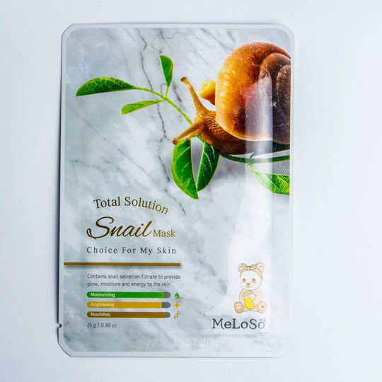 MeLoSo. Тканевая маска с улиточным муцином Total Solution Snail Mask