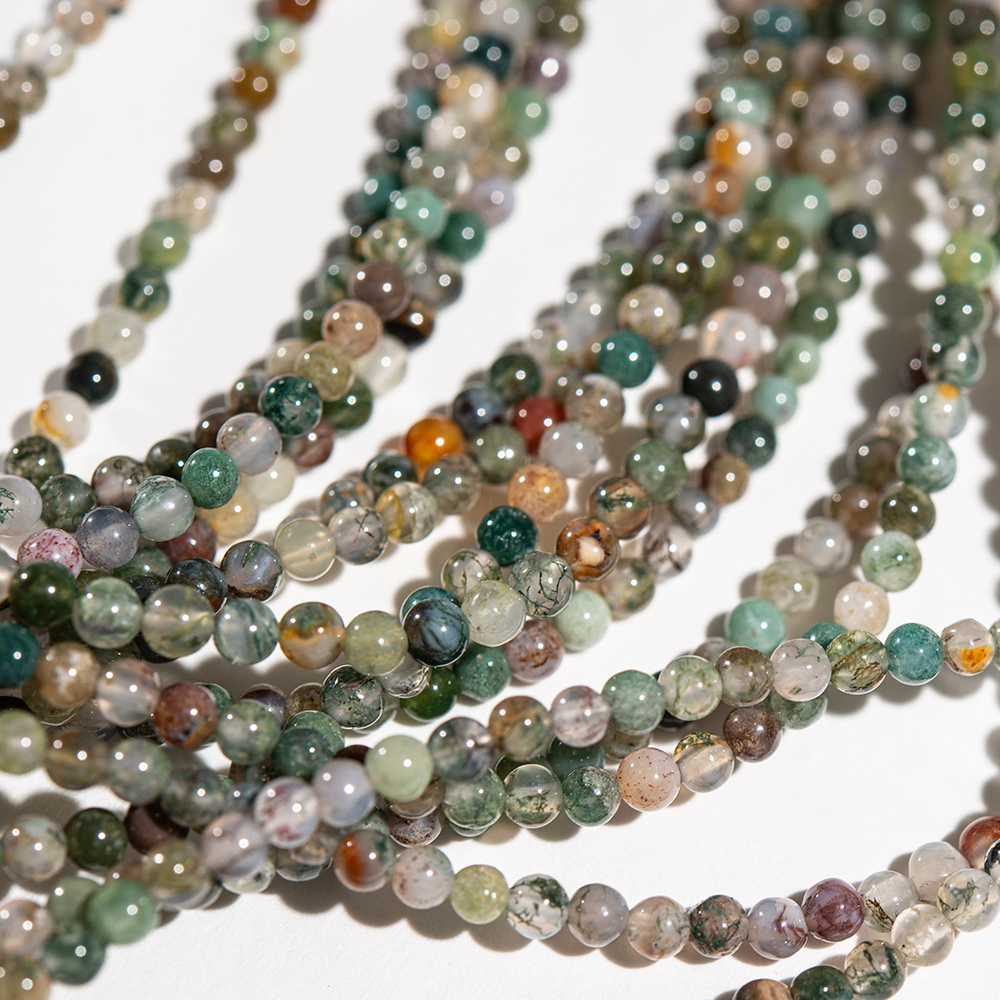 Моховой агат натуральный, 3,4мм, шар