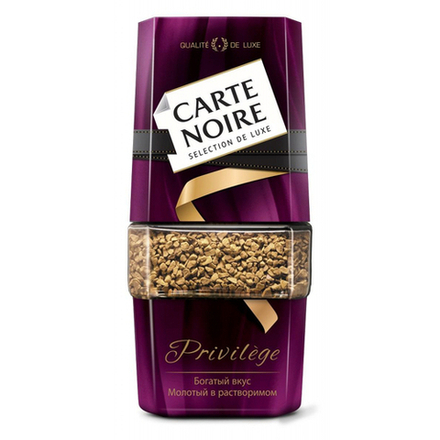 Кофе растворимый Carte Noire Privilege с молотым кофе, 95 г стеклянная банка (Карт Нуар)