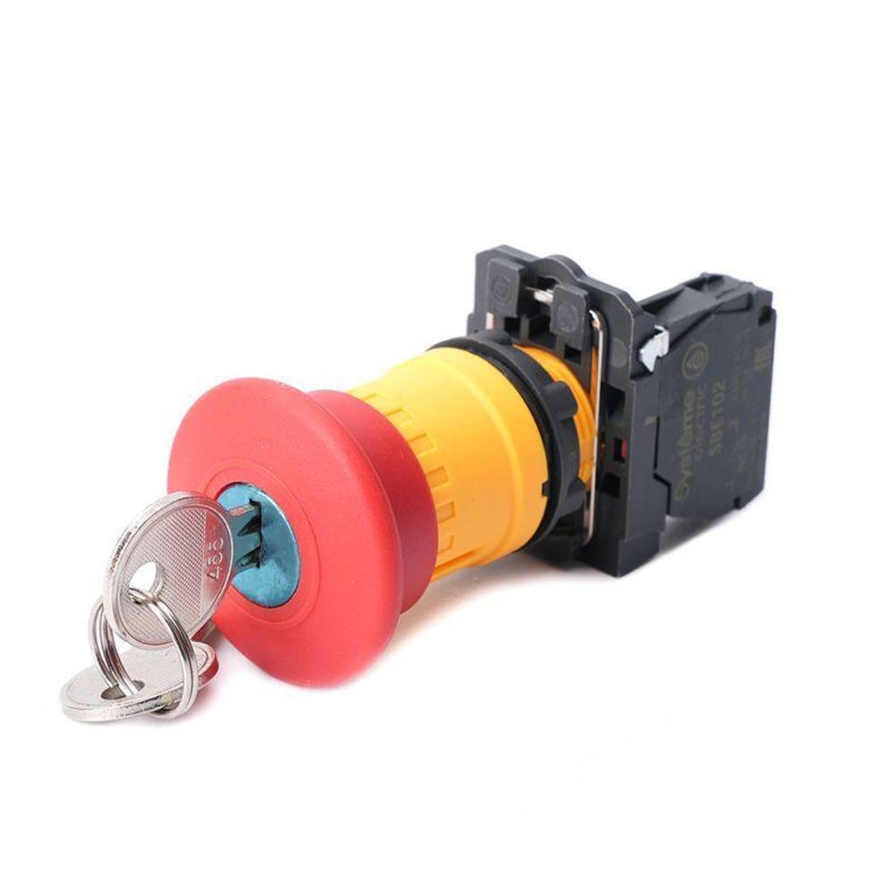 Кнопка аварийн останова SB5 в сборе 22мм 40мм повернуть для возврата пластик 1НО+1НЗ SE SB5AS9442