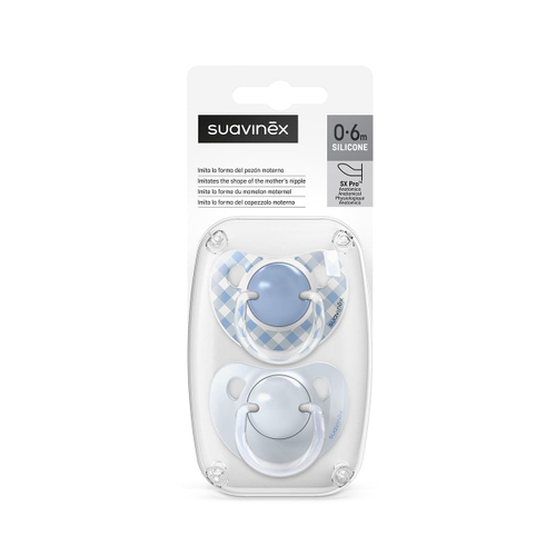 Набор анатомических пустышек Suavinex Wild голубой, 0-6 мес, 2 шт