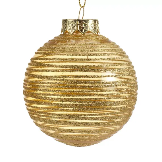 Набор пластиковых шаров Золотая Нить 80 мм., золотой, 12 шт., Kaemingk (025759)