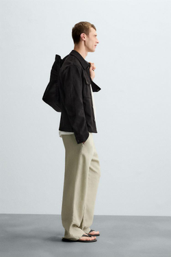 ZARA КУРТКА-РУБАШКА ИЗ ИСКУССТВЕННОЙ ЗАМШИ, ЧЕРНЫЙ