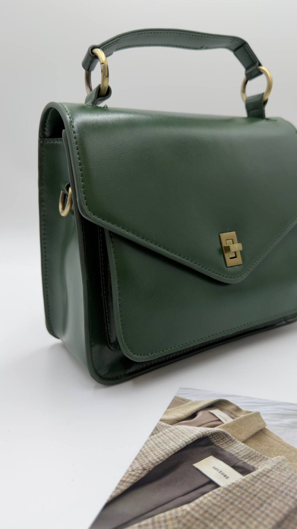 Сумка женская натуральная кожа артикул 066-31 цвет "зелёный"