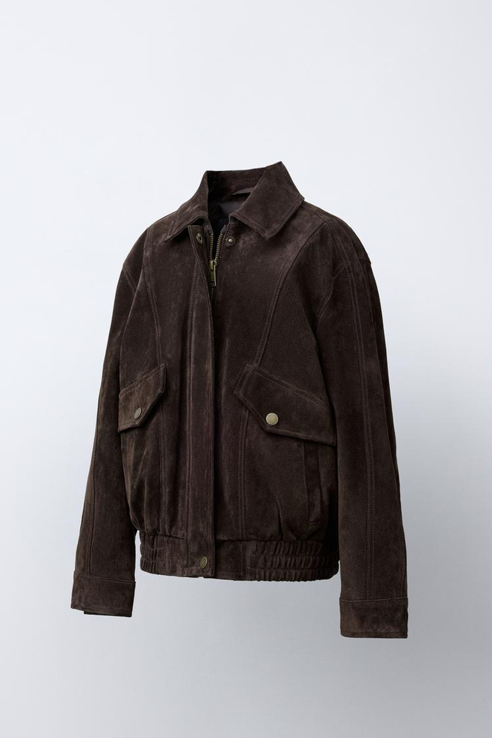 ZARA КУРТКА ИЗ 100% КОЖИ, ШОКОЛАДНЫЙ