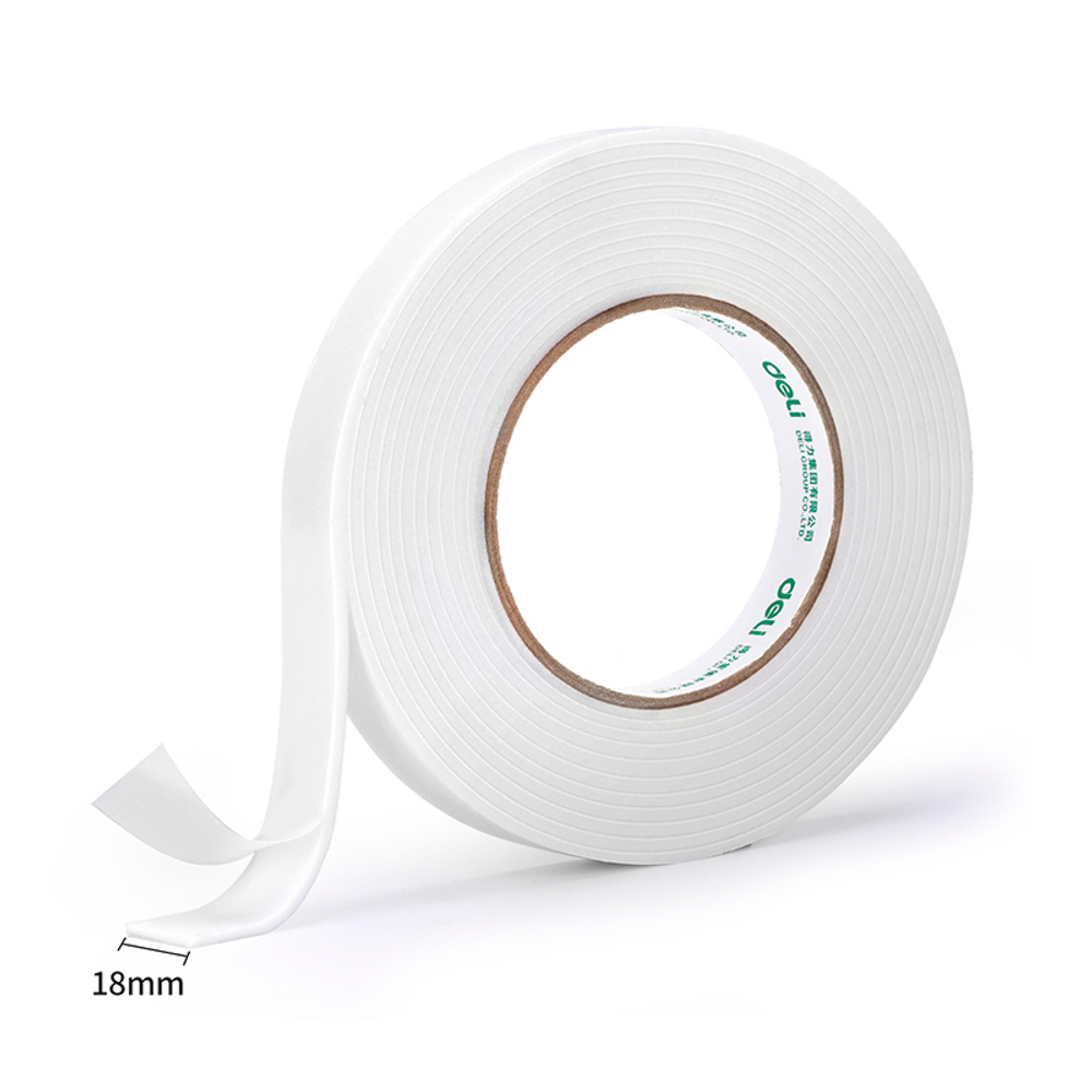 Клейкая лента двусторонняя DELI 18 мм х 4,5 м (вспененная основа)