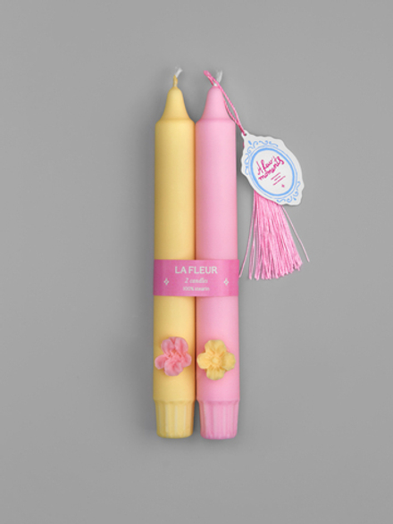 Набор из двух свечей La Fleur solo, желто-розовая пара