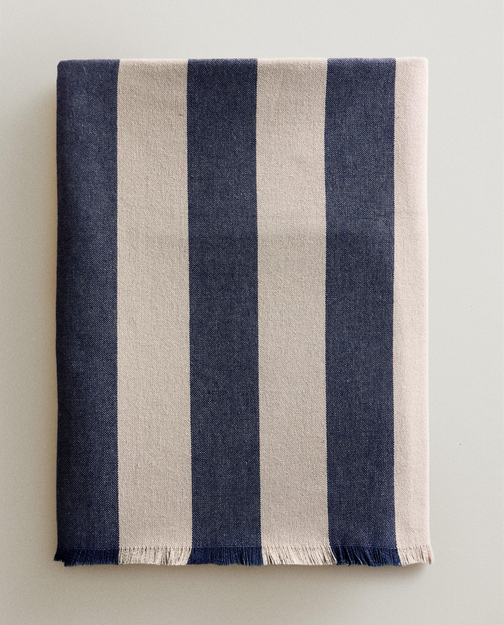 Zara Home плед из хлопка, синий, в полоску · 6376/004