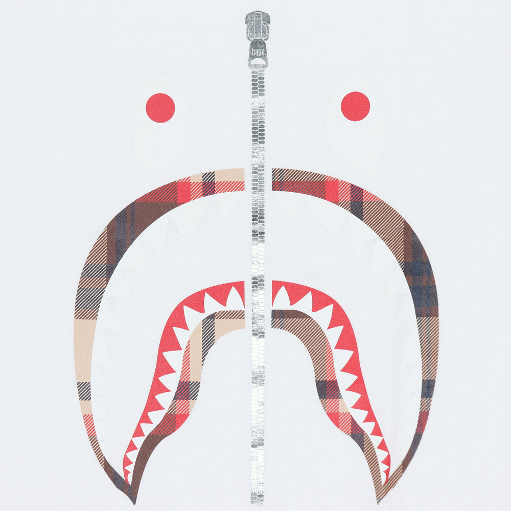 A Bathing Ape Check Shark Tee белый