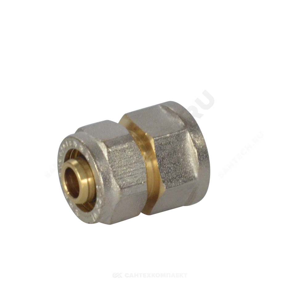 Муфта МП латунь никель обжим Дн 20х3/4" ВР ГОСТ 32415-2013 7002 Aquasfera 7002-04
