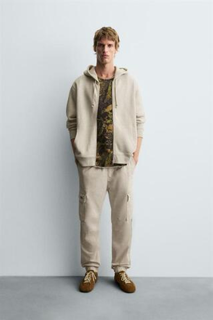 ZARA БРЮКИ КАРГО SLIM FIT, ЦВЕТ ЛЬДА