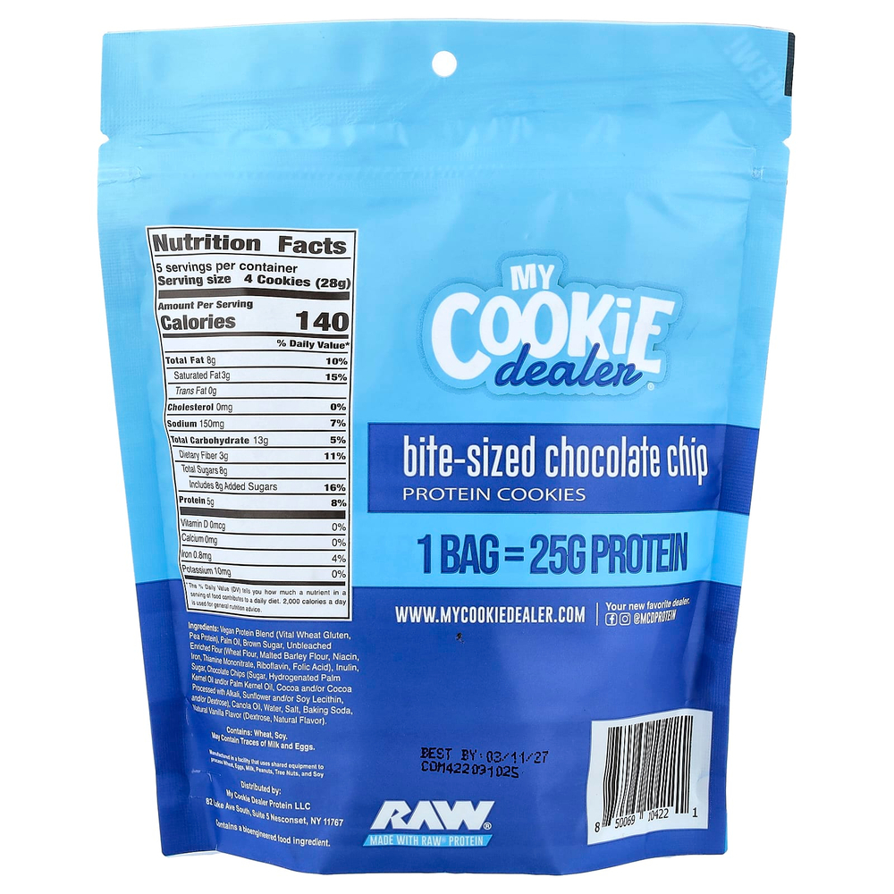 My Cookie Dealer Protein, небольшое количество протеинового печенья, со вкусом шоколадной крошки, 142 г (5 унций)