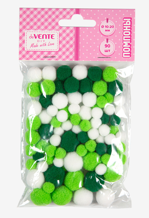 Набор для творчества помпоны ДЕВЕНТЕ ассорти 90 шт зеленый (8000555)