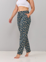 Брюки Б-18/индиго-цветыбежевые