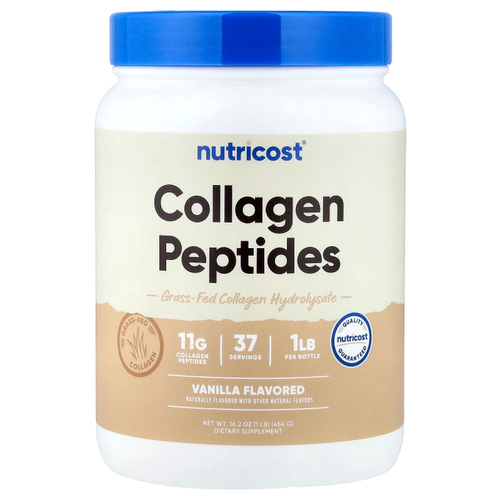 Nutricost, пептиды коллагена, с ванильным вкусом, 454 г (1 фунт)