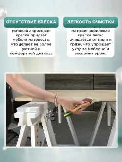 Краска для мебели, дерева и пластика матовая без запаха Гумвнутрянка слоновая кость 1 литр.