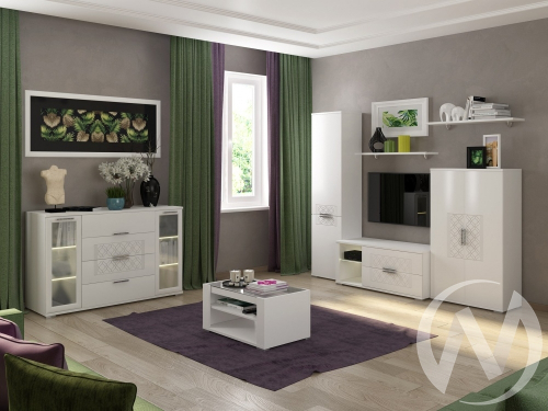 Пенал М12 Гостиная Тиффани (белый текстурный)