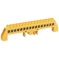 Шина ЭРА NO-224-120 PE земля в комбинированном изоляторе на DIN-рейку ШНИ-8х12-16-Д-желтый | Шины N, PE, PEN