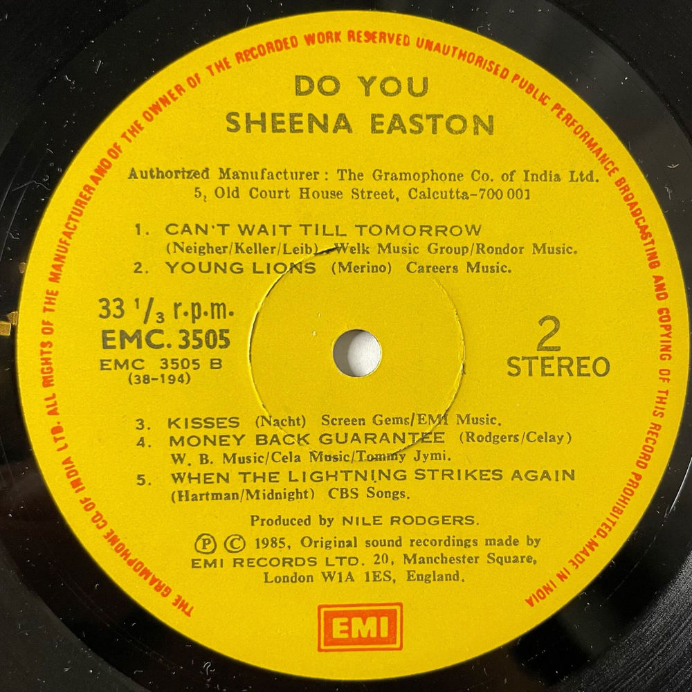 Винтажная виниловая пластинка LP Sheena Easton Do You (Индия 1985)