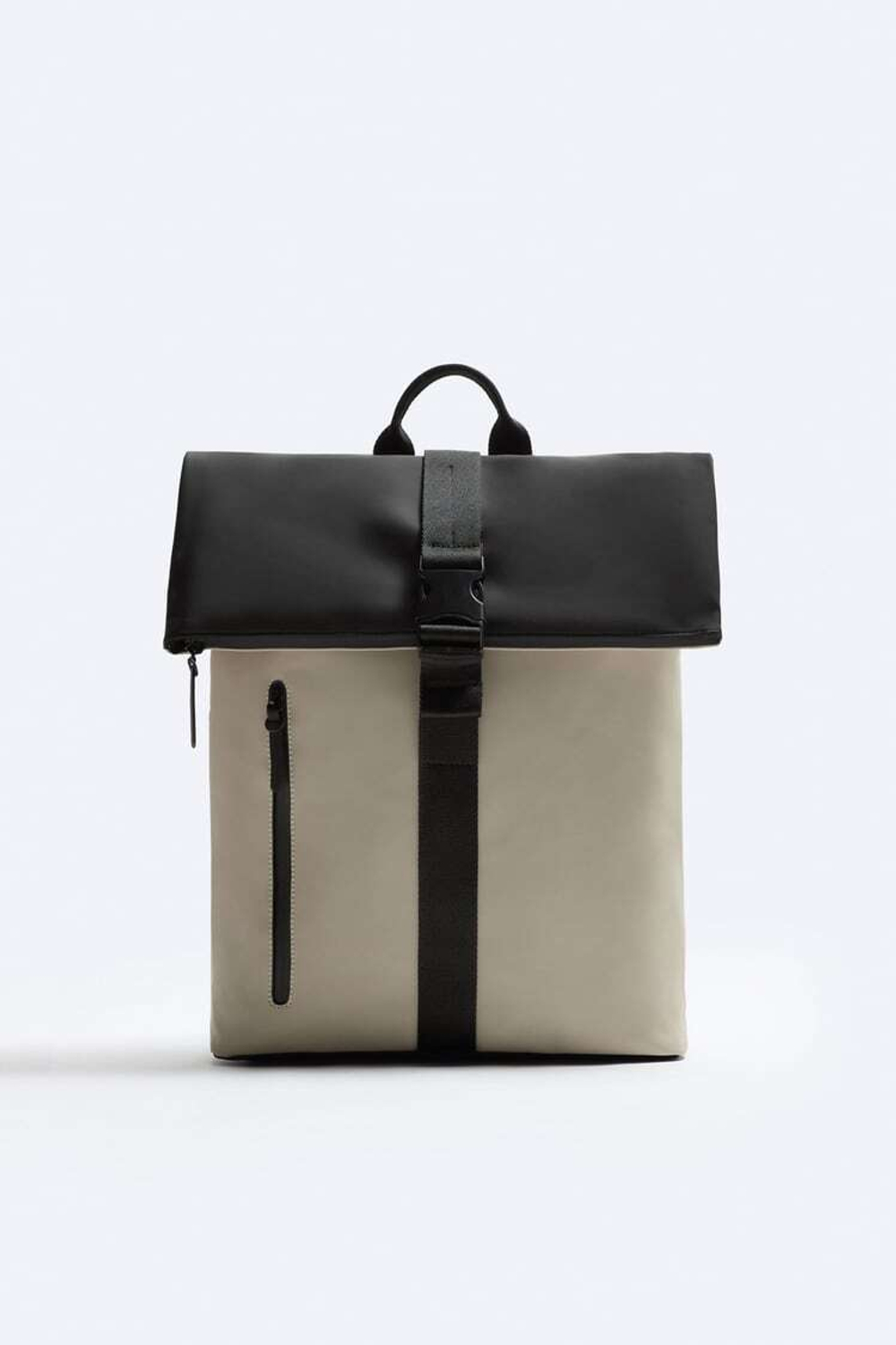 ZARA ПРОРЕЗИНЕННЫЙ РЮКЗАК С КЛАПАНОМ, ЭКРЮ